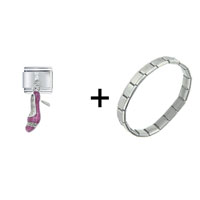 Pugster Gift Center - pink shoe combination italian charm bracelet Image.