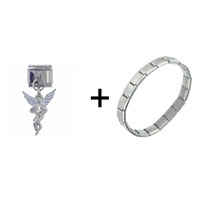 Pugster Gift Center - silver tone winged angel combination italian charm bracelet Image.