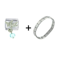 Pugster Gift Center - march aquamarine color baby angel combination italian charm bracelet Image.