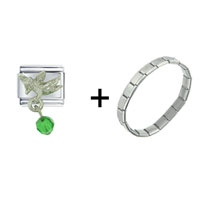 Pugster Gift Center - may emerald color baby angel combination italian charm bracelet Image.