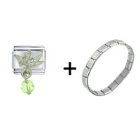 Pugster Gift Center - august peridot color baby angel combination italian charm bracelet Image.
