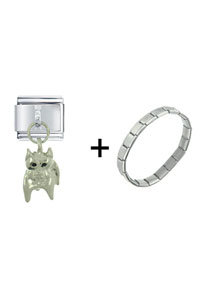 Pugster Gift Center - silver watch dog combination italian charm bracelet Image.
