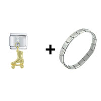 Pugster Gift Center - roller skate combination italian charm bracelet Image.
