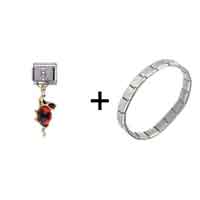 Pugster Gift Center - january garnet color birthstone frog dangle italian charm bracelets combination Image.