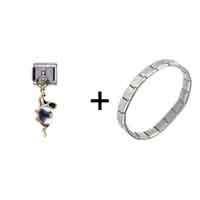 Pugster Gift Center - april diamond color birthstone frog dangle italian charm bracelets combination Image.