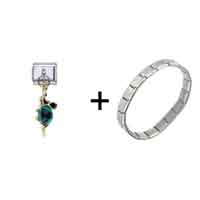 Pugster Gift Center - may emerald color birthstone frog dangle italian charm bracelets combination Image.