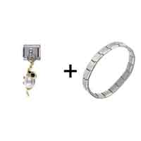 Pugster Gift Center - june pearl color birthstone frog dangle italian charm bracelets combination Image.