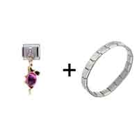 Pugster Gift Center - july ruby color birthstone frog dangle italian charm bracelets combination Image.