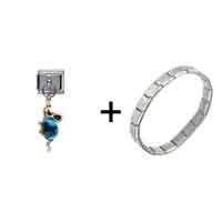 Pugster Gift Center - december blue zircon color birthstone frog dangle italian charm bracelets combination Image.