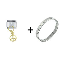 Pugster Gift Center - peace sign dangle combination italian charm bracelet Image.