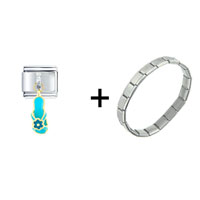 Pugster Gift Center - turquoise flower sandal combination italian charm bracelet Image.