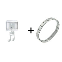 Pugster Gift Center - silver tone musical eighth note combination italian charm bracelet Image.