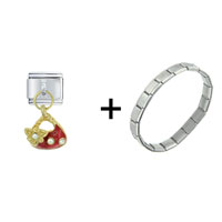 Pugster Gift Center - stone purse red combination italian charm bracelet Image.