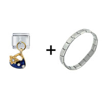 Pugster Gift Center - stone purse blue combination italian charm bracelet Image.