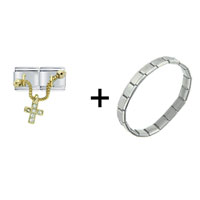 Pugster Gift Center - dangle cross chain combination italian charm bracelet Image.