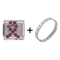 Pugster Gift Center - february amethyst color birthstone fish italian charm bracelets combination Image.