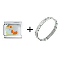 Pugster Gift Center - orange cat combination italian charm bracelet Image.
