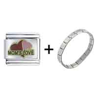 Pugster Gift Center - moms love heart combination italian charm bracelet Image.