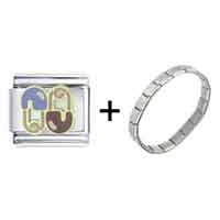 Pugster Gift Center - baby safety pins combination italian charm bracelet Image.