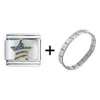 Pugster Gift Center - usa flag star combination italian charm bracelet Image.