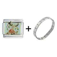 Pugster Gift Center - reindeer mistletoe christmas combination italian charm bracelet Image.
