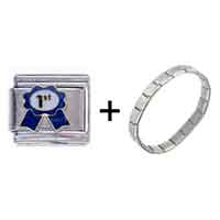 Pugster Gift Center - 1st honor badge italian charm bracelets combination Image.