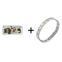 Pugster Gift Center - formula 1 race car combination italian charm bracelet Image.