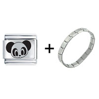 Pugster Gift Center - panda bear black and white face combination italian charm bracelet Image.