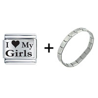 Pugster Gift Center - i heart my girls letter combination italian charm bracelet Image.