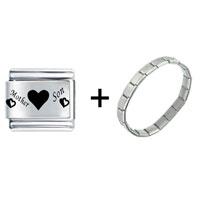 Pugster Gift Center - mother son hearts combination italian charm bracelet Image.