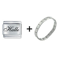 Pugster Gift Center - edwardian script font name halle combination italian charm bracelet Image.