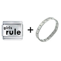 Pugster Gift Center - girls rule combination italian charm bracelet Image.