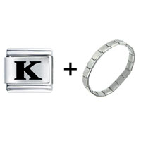 Pugster Gift Center - alphabet k combination italian charm bracelet Image.