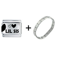 Pugster Gift Center - lil sis heart combination italian charm bracelet Image.