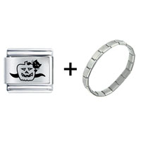 Pugster Gift Center - cat &amp; jack o lantern combination italian charm bracelet Image.