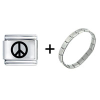Pugster Gift Center - peace symbol combination italian charm bracelet Image.
