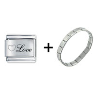 Pugster Gift Center - heart love combination italian charm bracelet Image.