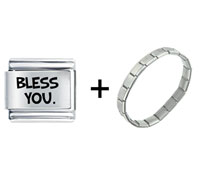 Pugster Gift Center - bless you combination italian charm bracelet Image.