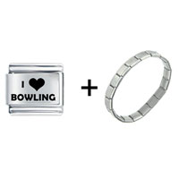 Pugster Gift Center - i heart bowling combination italian charm bracelet Image.