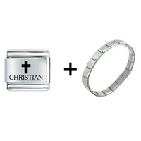Pugster Gift Center - christian cross combination italian charm bracelet Image.