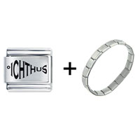 Pugster Gift Center - ichthus fish letters combination italian charm bracelet Image.