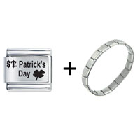 Pugster Gift Center - st patrick clover combination italian charm bracelet Image.