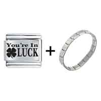 Pugster Gift Center - phrase you're in luck laser italian charm bracelets combination Image.