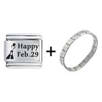 Pugster Gift Center - celebration happy feb.29 laser italian charm bracelets combination Image.