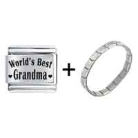 Pugster Gift Center - family world's best grandma laser italian charm bracelets combination Image.