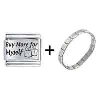 Pugster Gift Center - phrase buy more for myself laser italian charm bracelets combination Image.