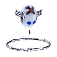 Pugster Gift Center - blue dots and brown cross bracelet combination Image.