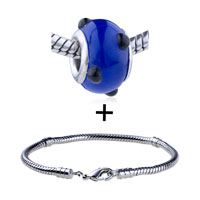 Pugster Gift Center - black texture dots murano glass european bead bracelet combination Image.