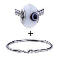 Pugster Gift Center - eviel eye murano glass european bead bracelet combination Image.