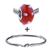 Pugster Gift Center - white texture dots murano glass european bead bracelet combination Image.